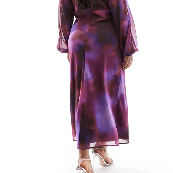 ASOS DESIGN Curve Sheer Knot Front Midi Dress - Picture 3 of 10